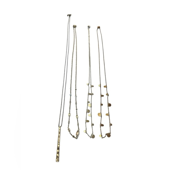Lot Kendra Scott Silver & Gold Plated (4) Long Layering Necklaces Adjustable - Picture 1 of 6